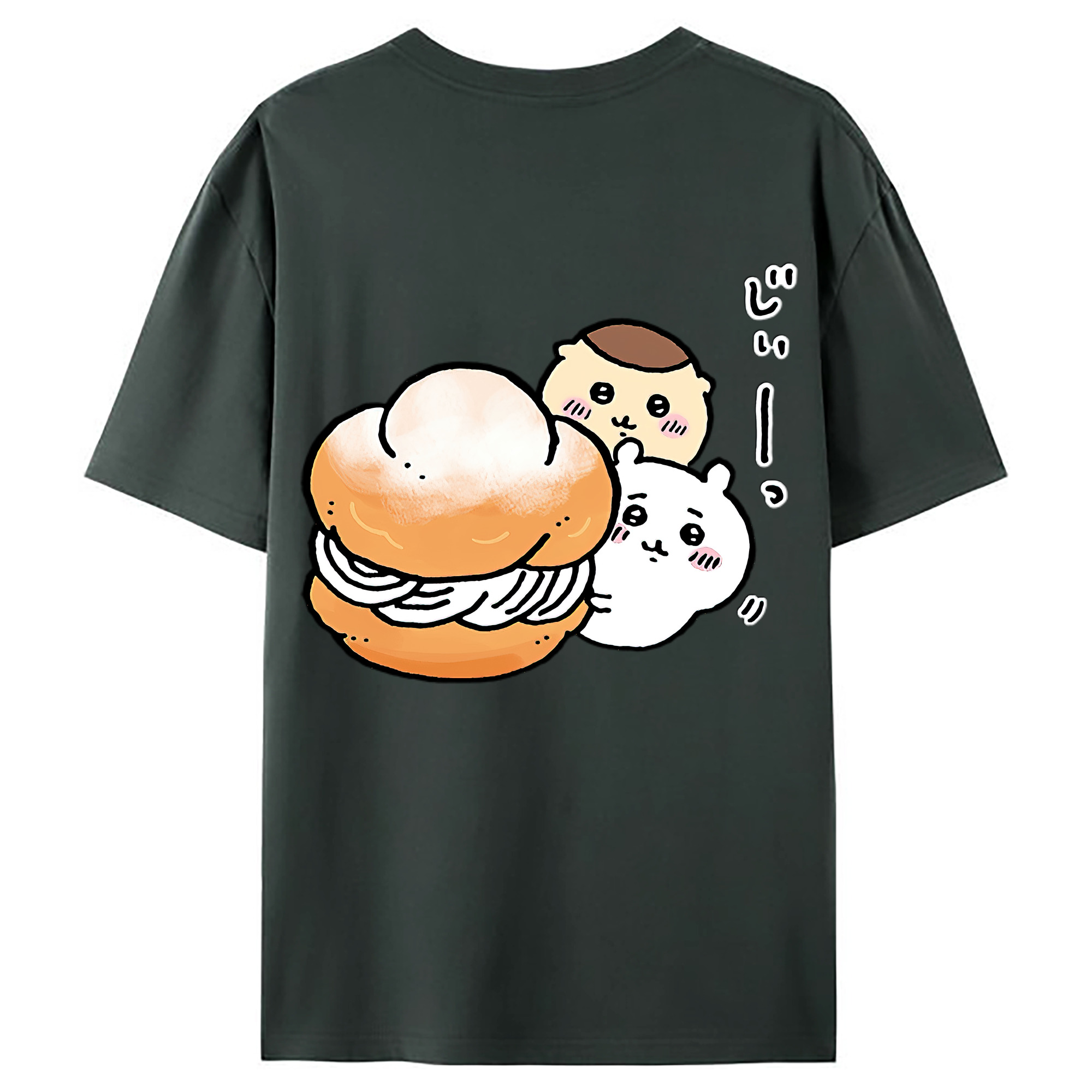 （画像用） ちいかわ くりまんじゅう Chii-kawa kuri manjū 綿100％ メンズ半袖Tシャツ（バックプリント） 通気性
